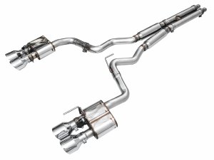 Ford Mustang Performance Exhaust - AWE Tuning - Cat Back, SwitchPath, Quad Tips - Chrome Silver - 2024+